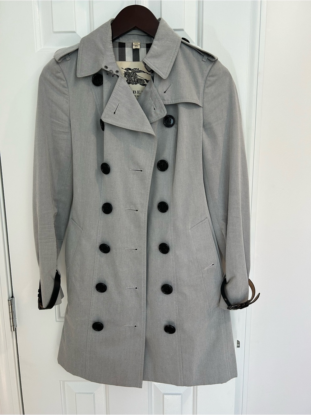 Burberry London Gray Trench Coat US 0